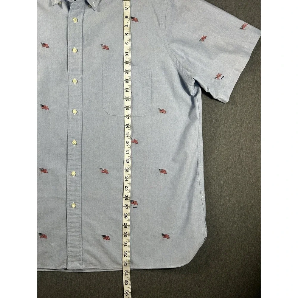 Polo Ralph Lauren Classic Fit Oxford American Flag All Over Embroidered Short Sl